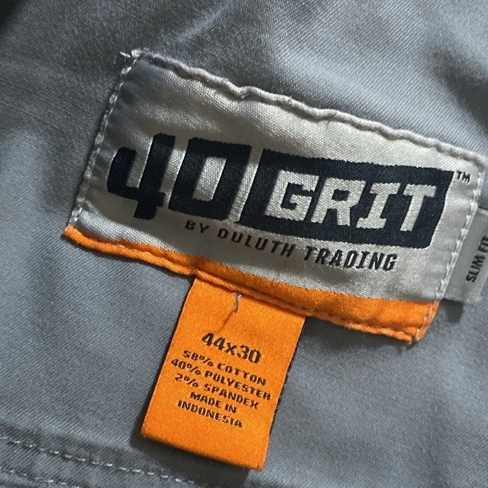 Duluth trading 40 grit Men's Gray carpenter Pants slim fit workwear office 44x30